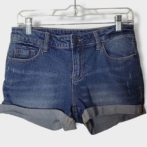 BDG Mid-Rise Medium Wash Denim Shortie With Light Distress And Whiskering 28